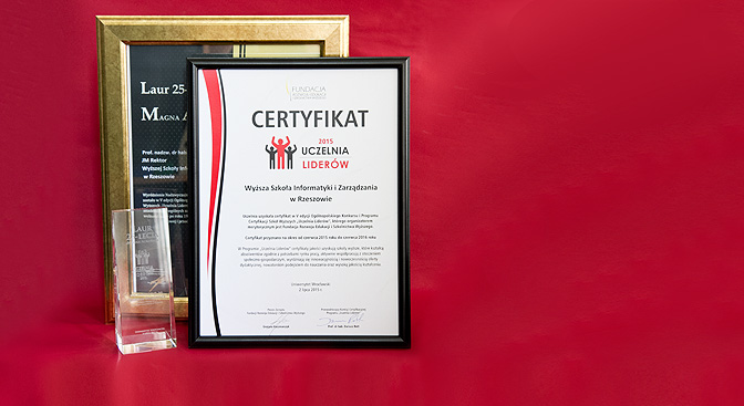 Certyfikat Uczelnia Liderów dla rzeszowskiej WSIiZ